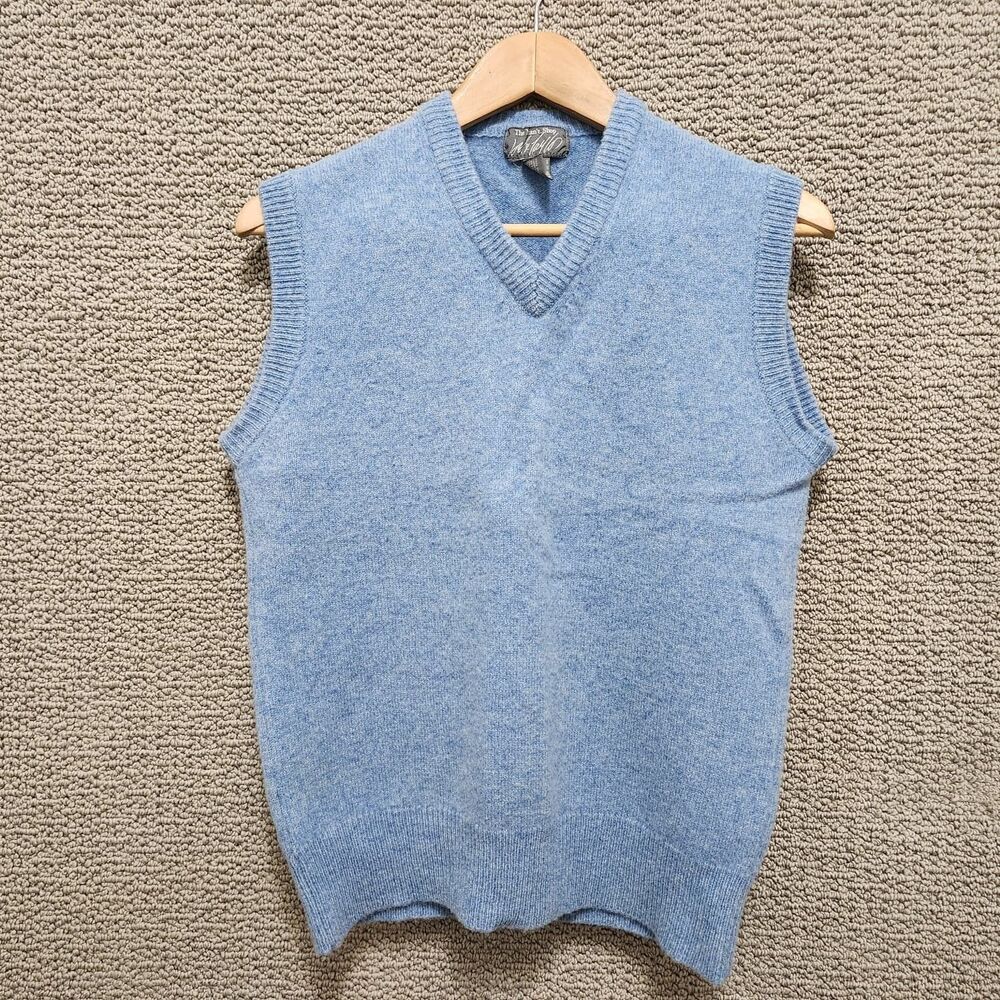 THE MEN'S SHOP Blue Lambswool Angora Sweater Vest Men’s Size M